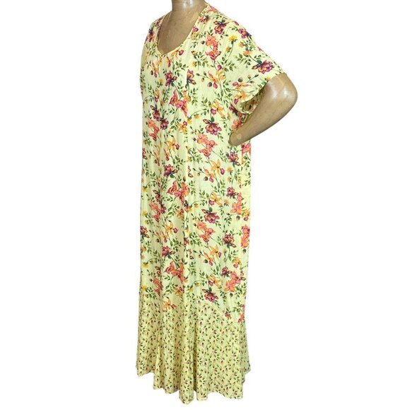 VTG BFA Classics Butter Yellow Floral Maxi Dress Plus Sz 1X #343C - Picture 3 of 7